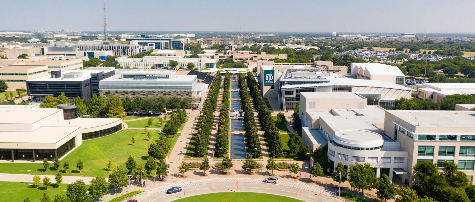 Aerial overview of the University of Texas at Dallas campus